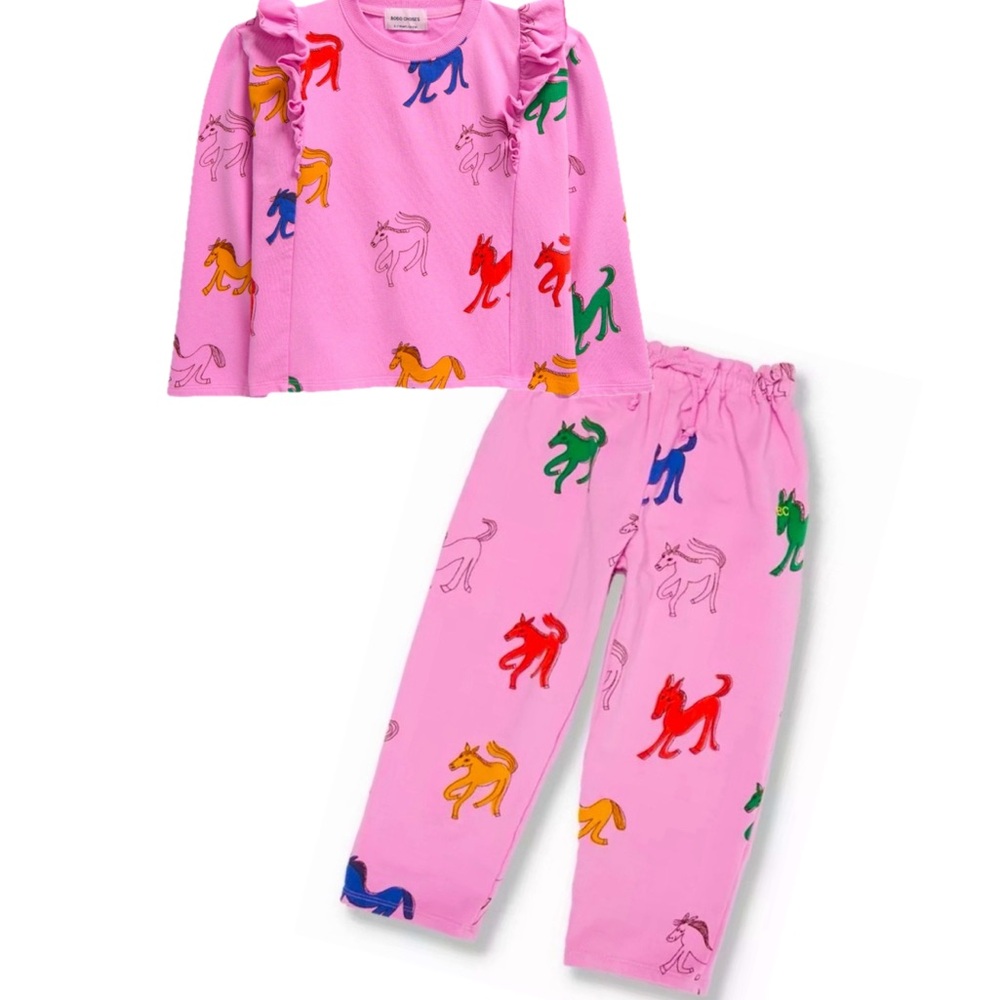 NEW! BOBO CHOSES- Pink Unicorn Long sleeve jogger Set 11/12 big girl- big kid